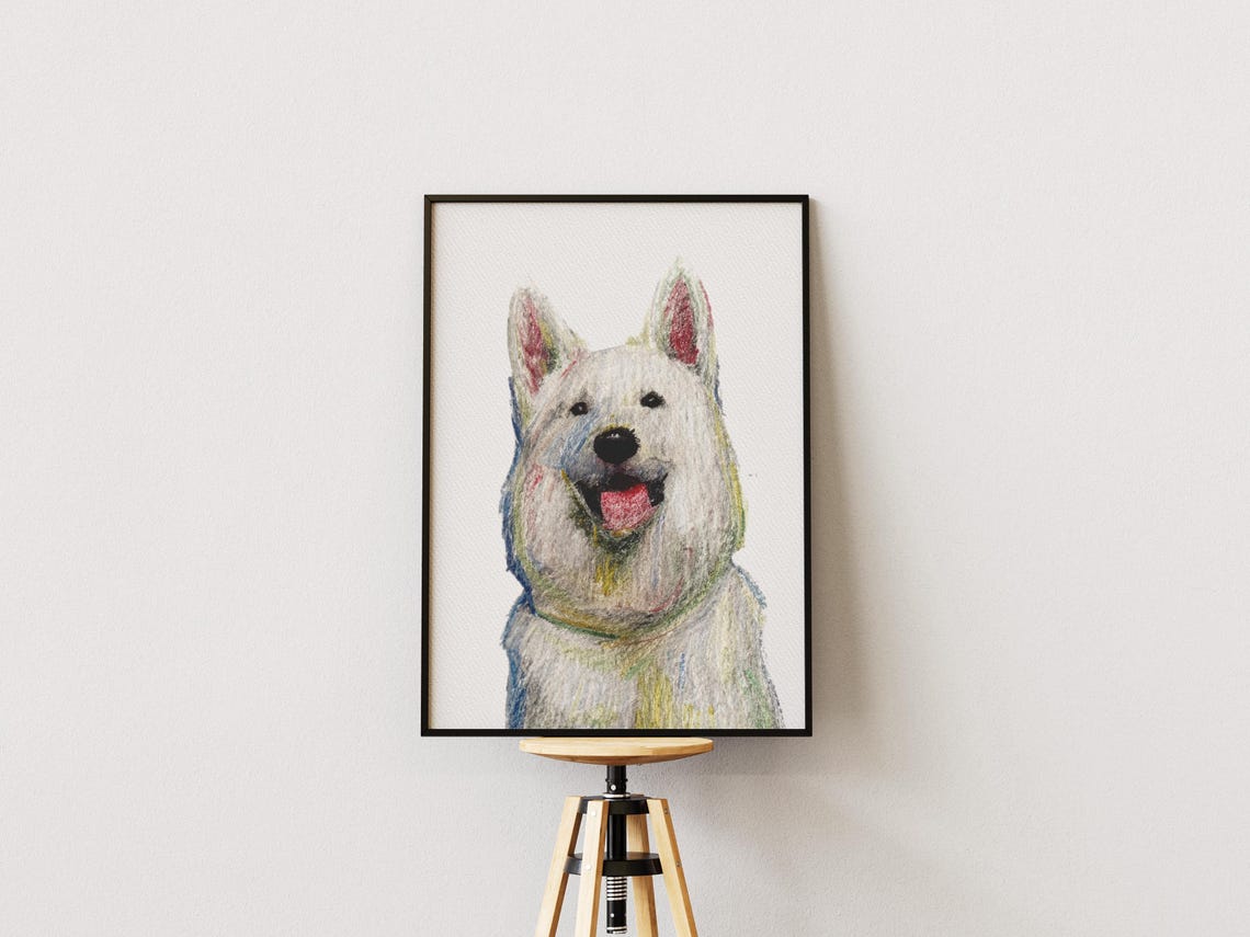 Corgi Crayon Drawing Dog Portrait Expressive Colorful Art Print - Image 5