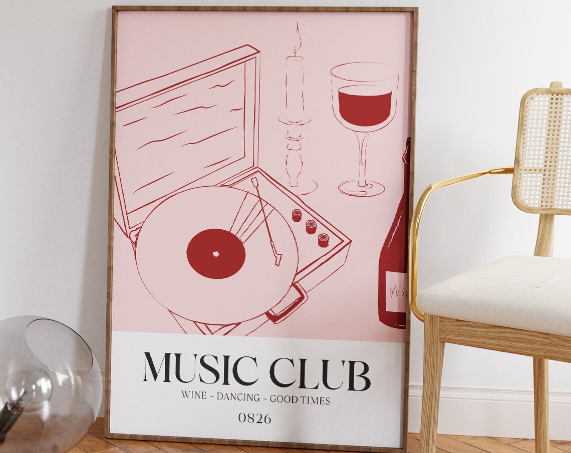 Music Club Illustration Art Print, Home Decor