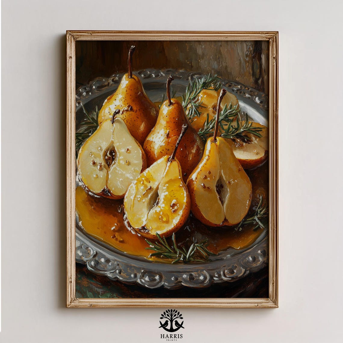 Roasted Pears With Rosemary Rustic Kitchen Still Life Poster