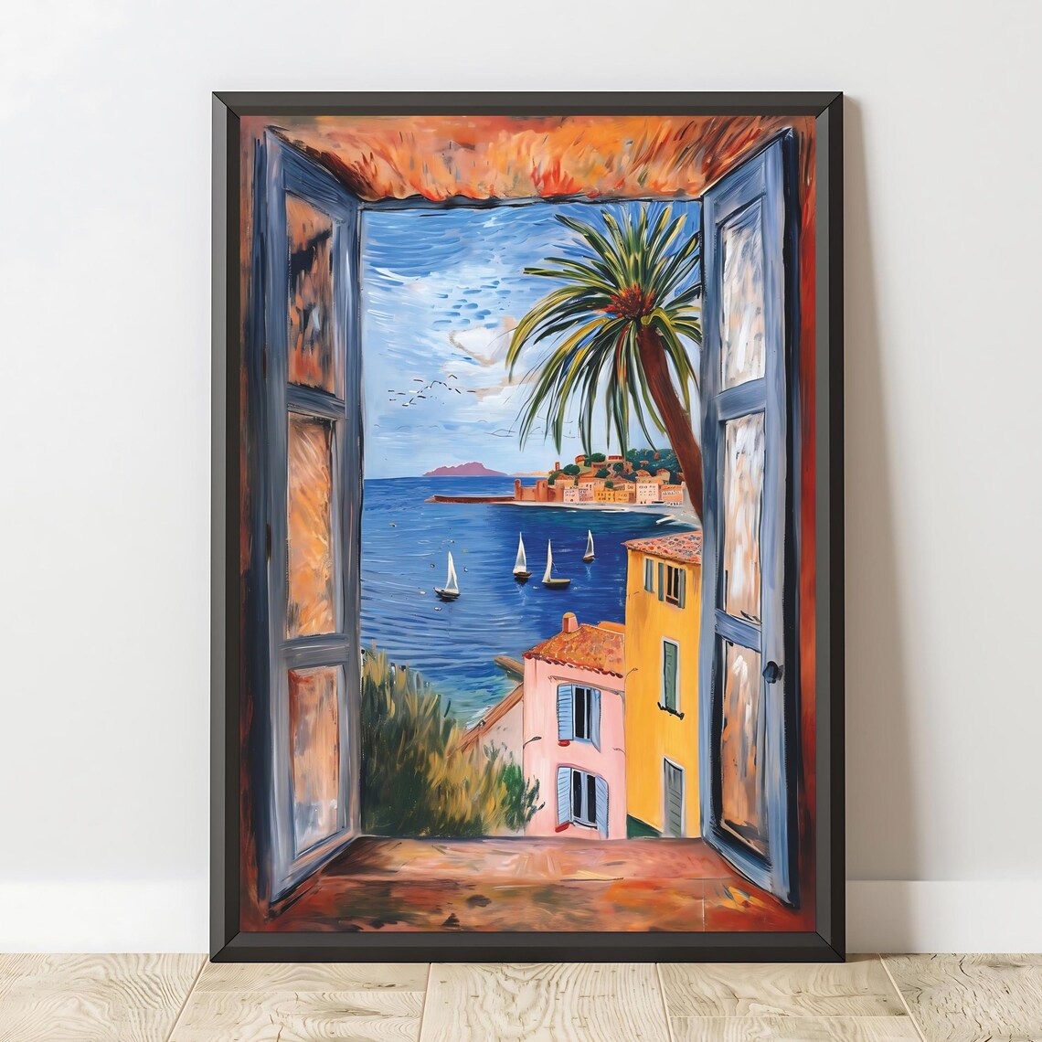 Coastal Window View, Mediterranean Travel Poster - Image 2