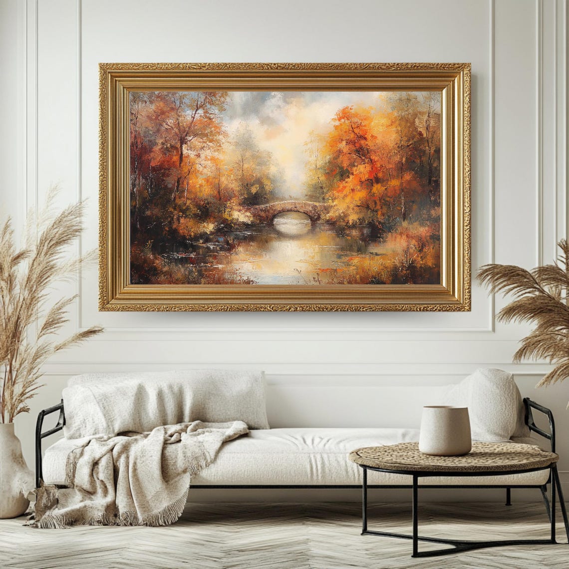 Autumn Stone Arch Bridge Over River Orange Fall Foliage Travel Poster - Image 4