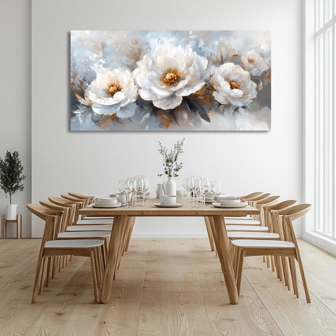 White Peony Botanical Floral Art Print - Image 3