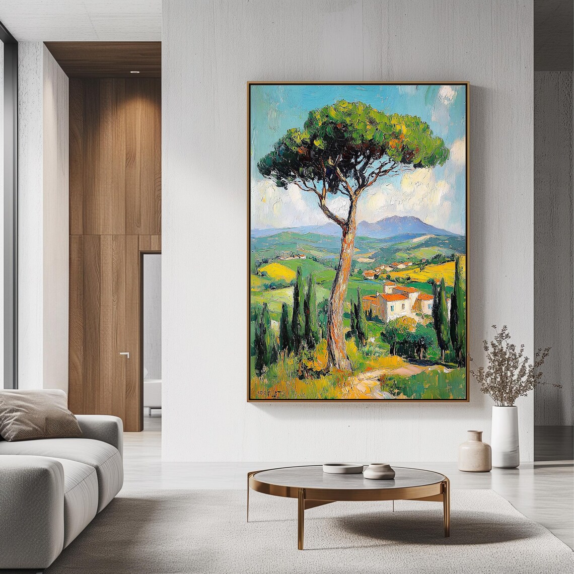 Tuscan Tree Art Print, Scenic Countryside Nature Decor - Image 3