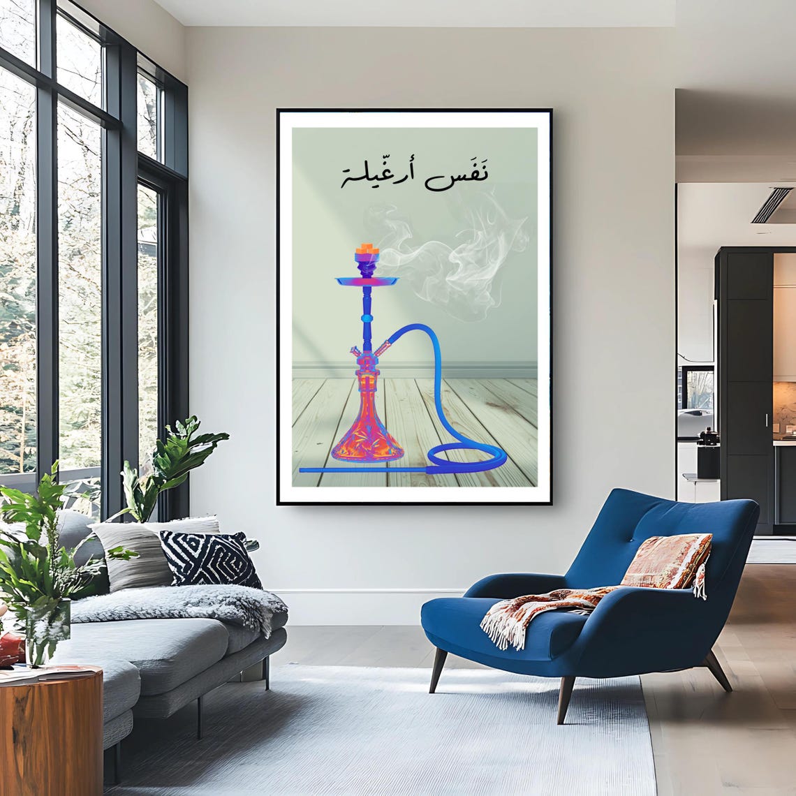 Neon Hookah Nafas Arghile Smoke Shisha Arabic Culture Wall Art Print - Image 3