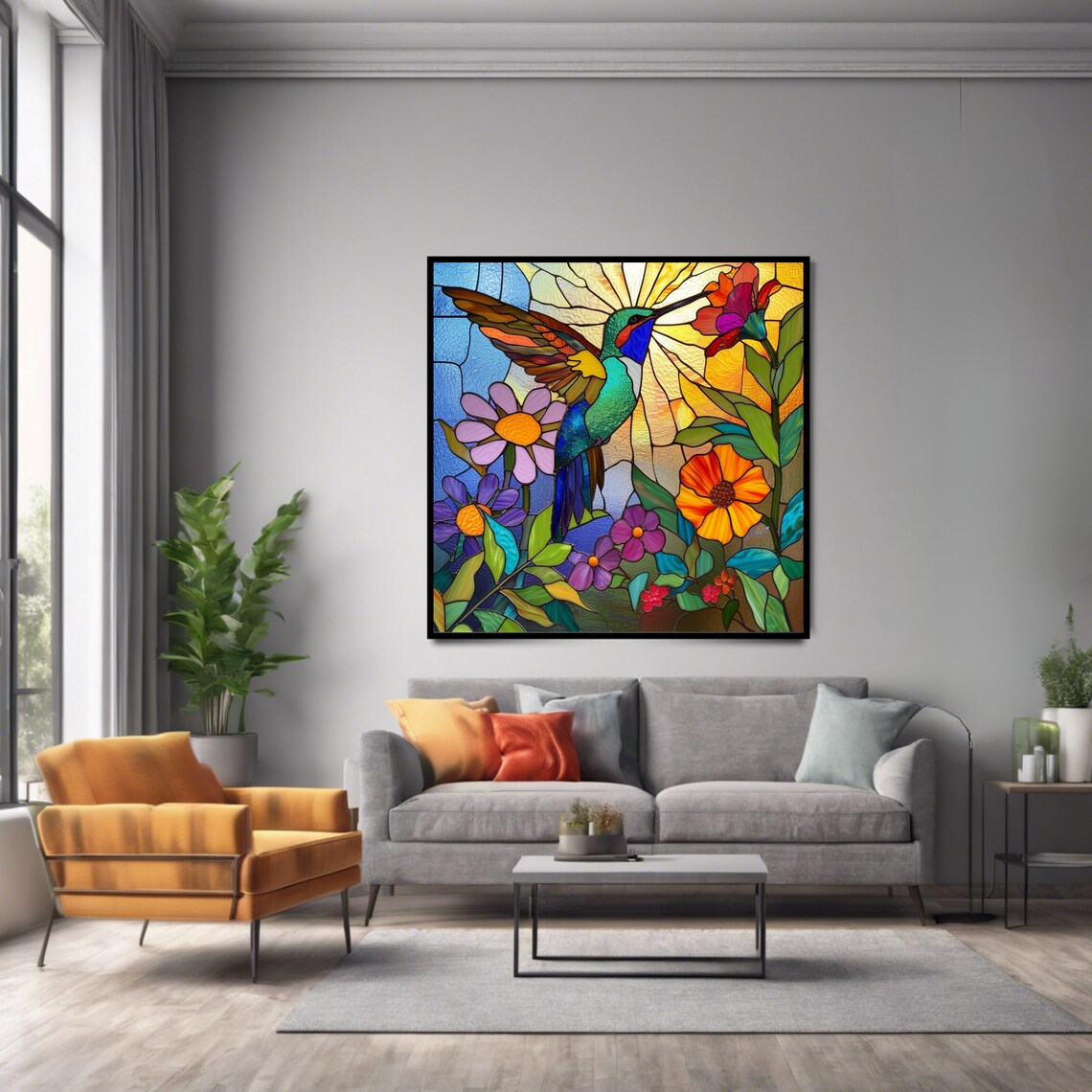Hummingbird Floral Wall Art Print, Botanical Poster - Image 2