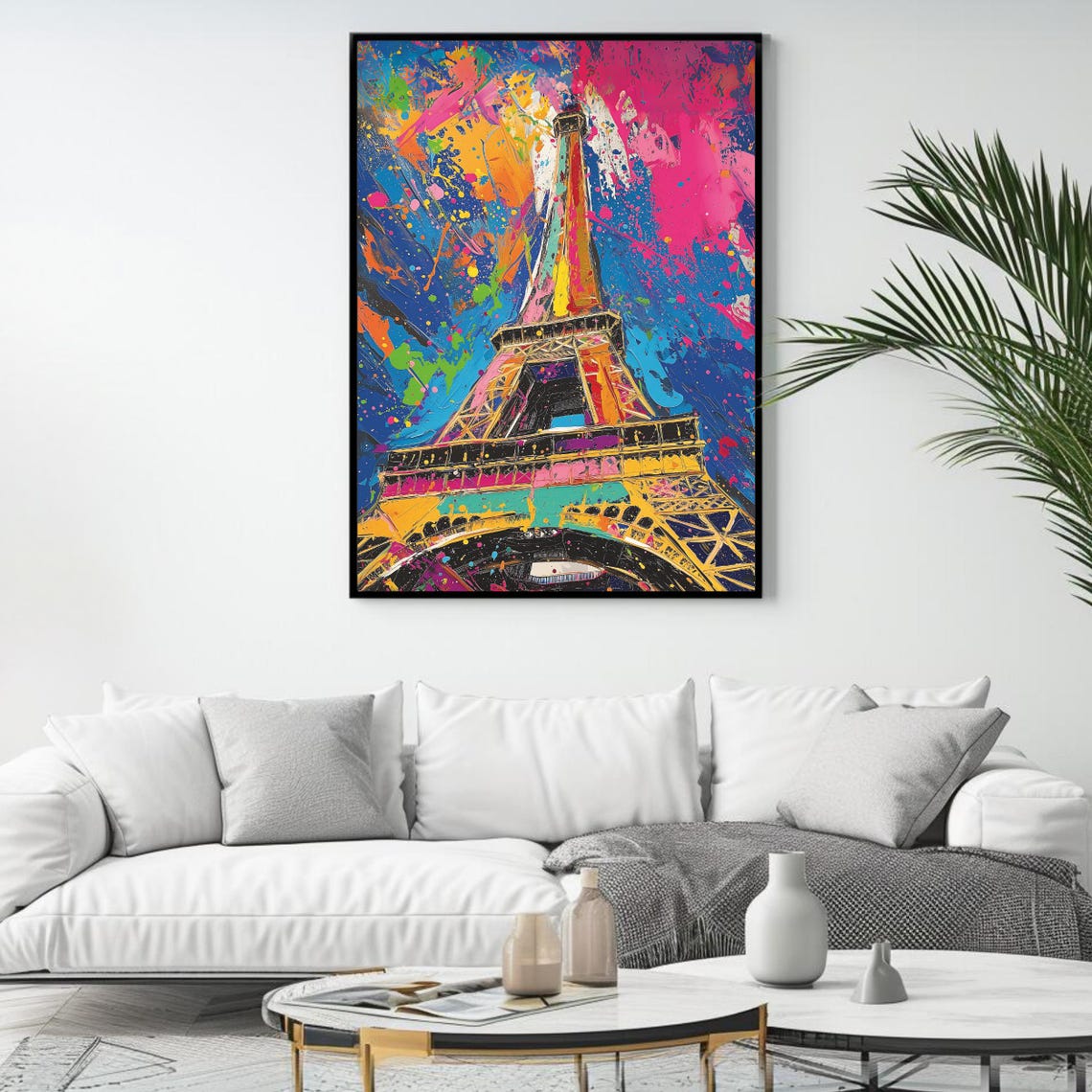 Eiffel Tower Pop Art Colorful Paint Splash Paris Landmark Art Poster - Image 4