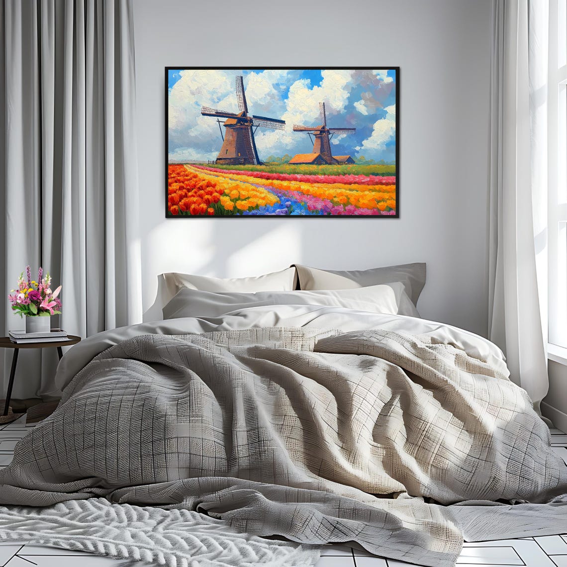 Dutch Windmills Tulip Fields Colorful Spring Flowers Holland Poster - Image 2