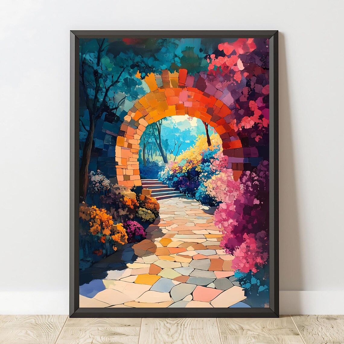 Colorful Garden Archway, Mystical Path Landscape - Image 2
