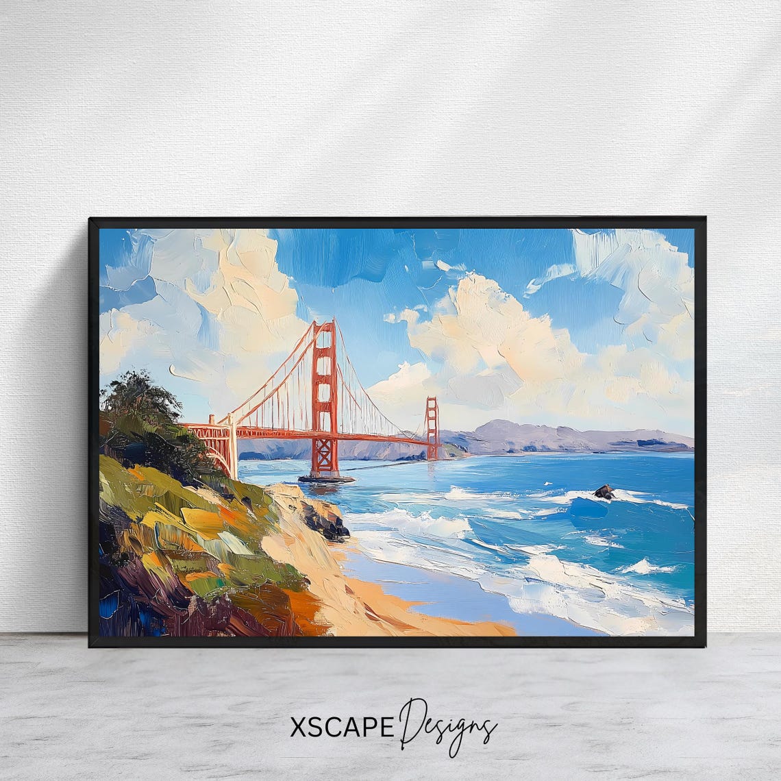 Golden Gate Bridge San Francisco Bay Blue Water Colorful Poster
