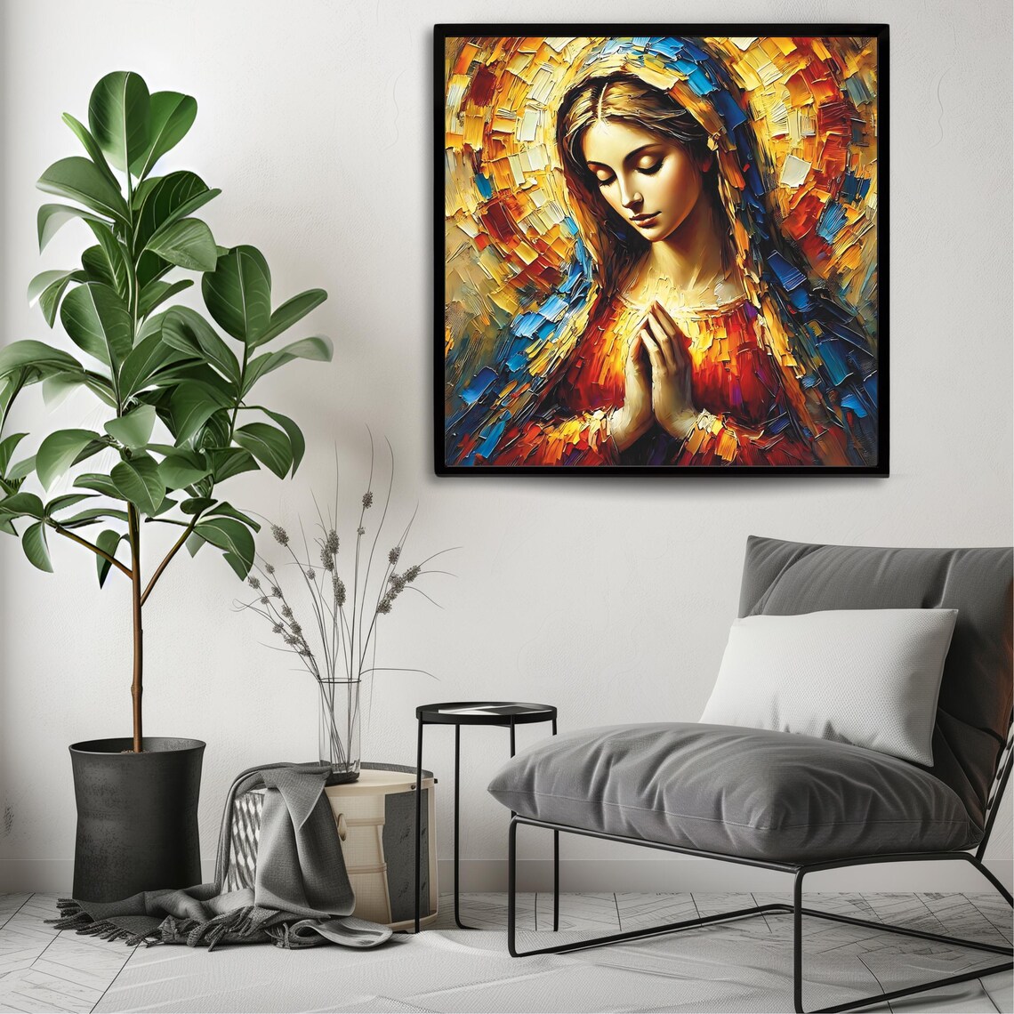 Virgin Mary Catholic Home Decor Wall Art Print - Image 3