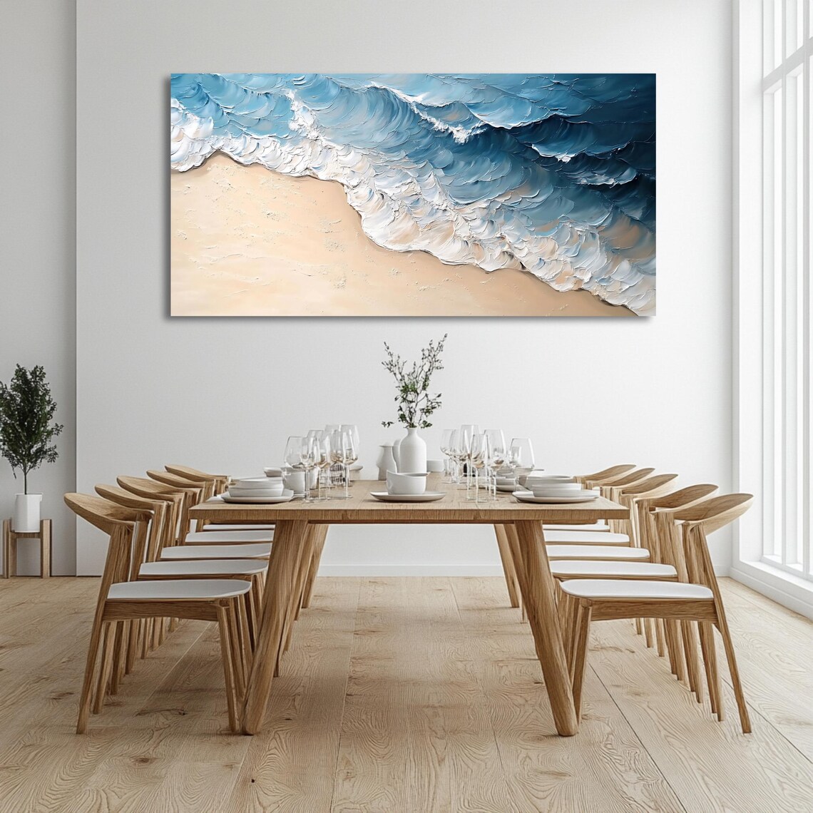 Ocean Waves, Serene Beach Artwork For Couch - Image 3