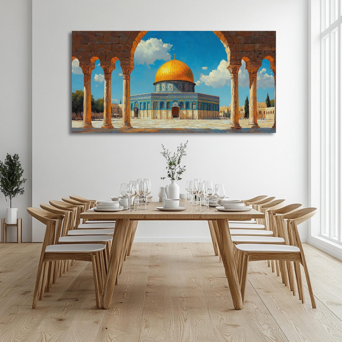 Masjid Al Aqsa Wall Art Long Horizontal Narrow Print Oversized Panoramic Architecture Artwork For Above Couch Or Bed - Image 3