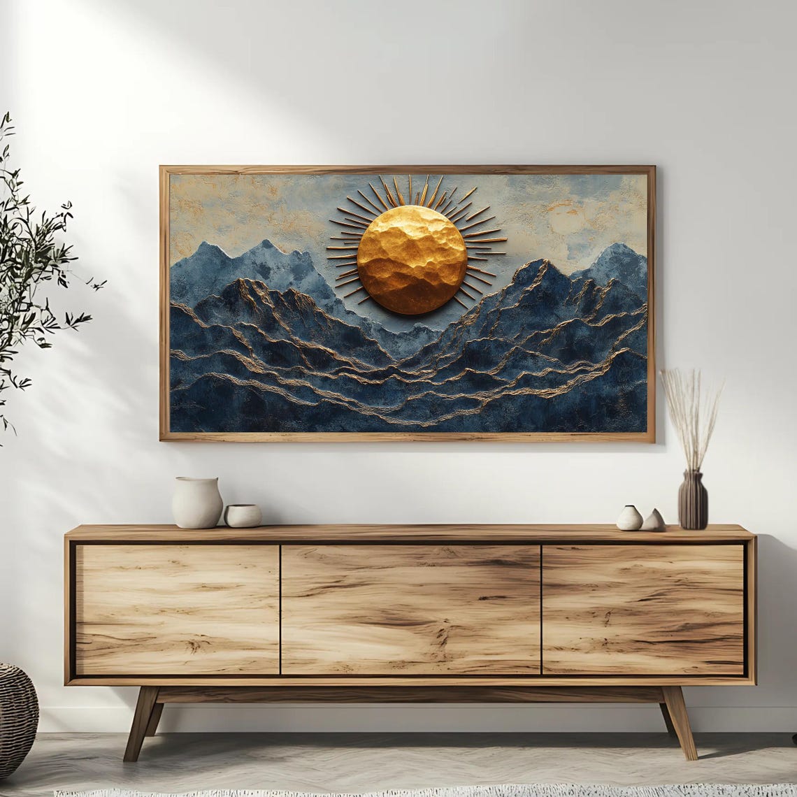 Golden Sun Mountains Art Frame Tv Roku Screensaver Abstract Landscape - Image 3