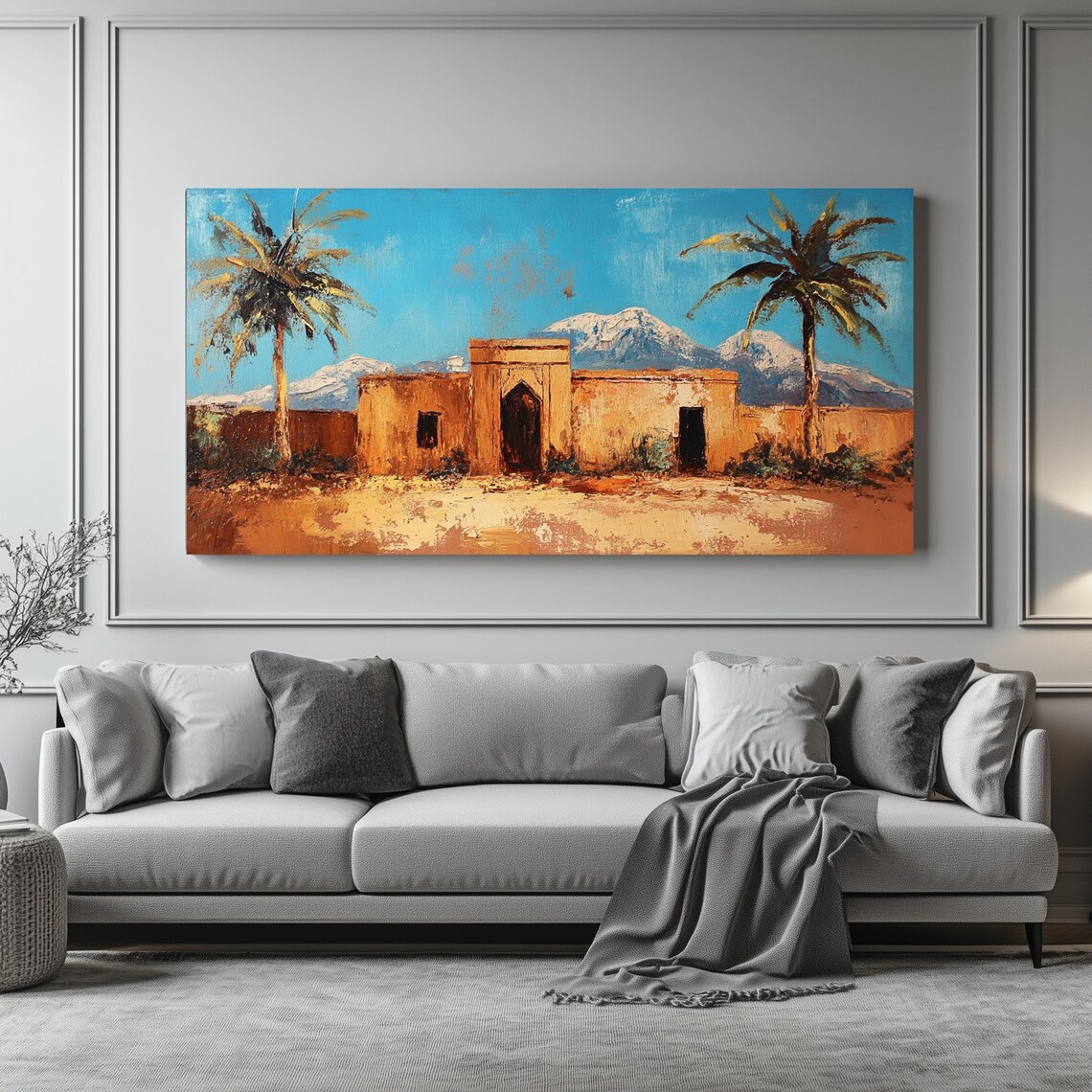 Moroccan Village Wall Art Long Horizontal Narrow Print North African Landscape For Above Couch Or Bed - Image 4