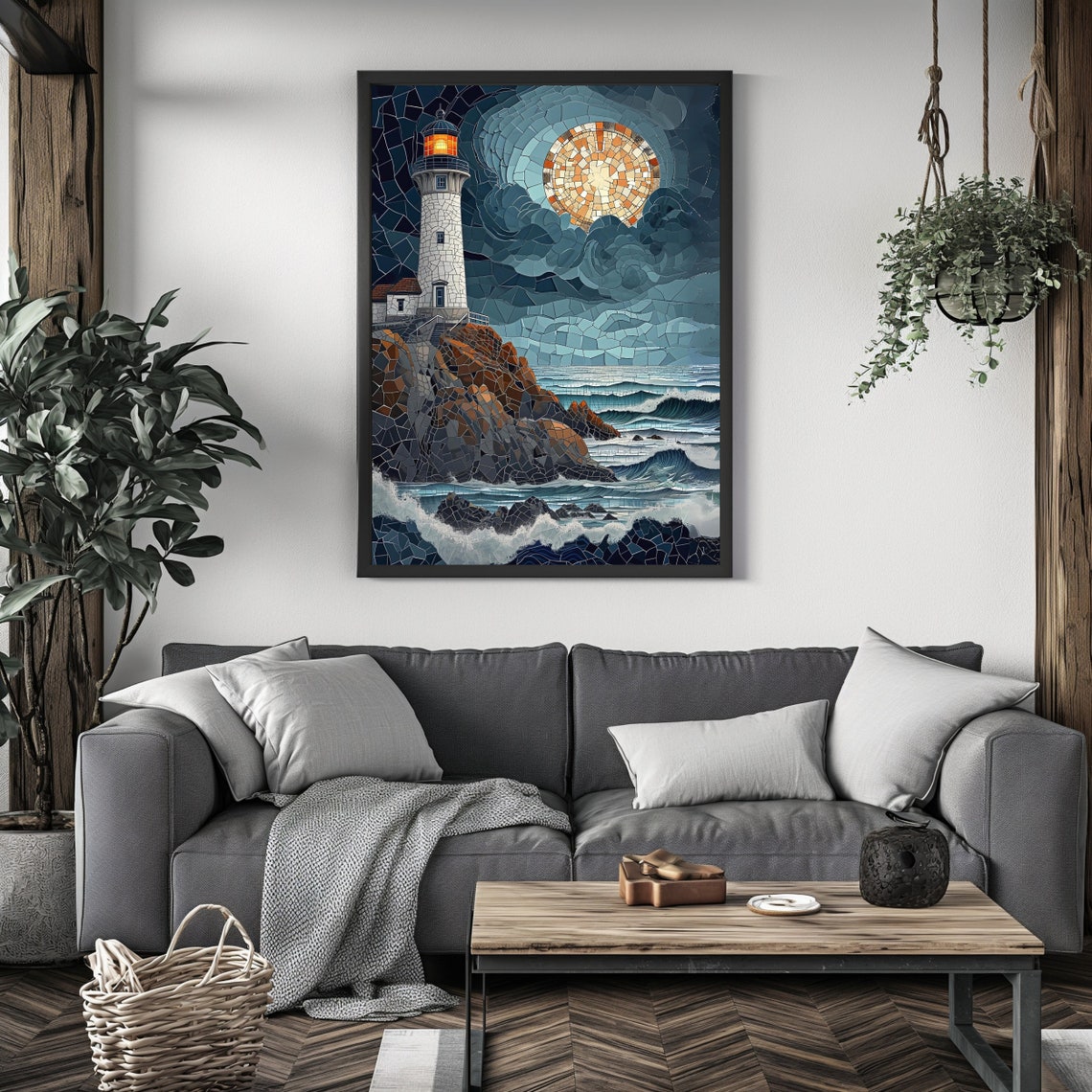 Stained Lighthouse Wall Art Print Nautical Poster Wall Art - Image 4
