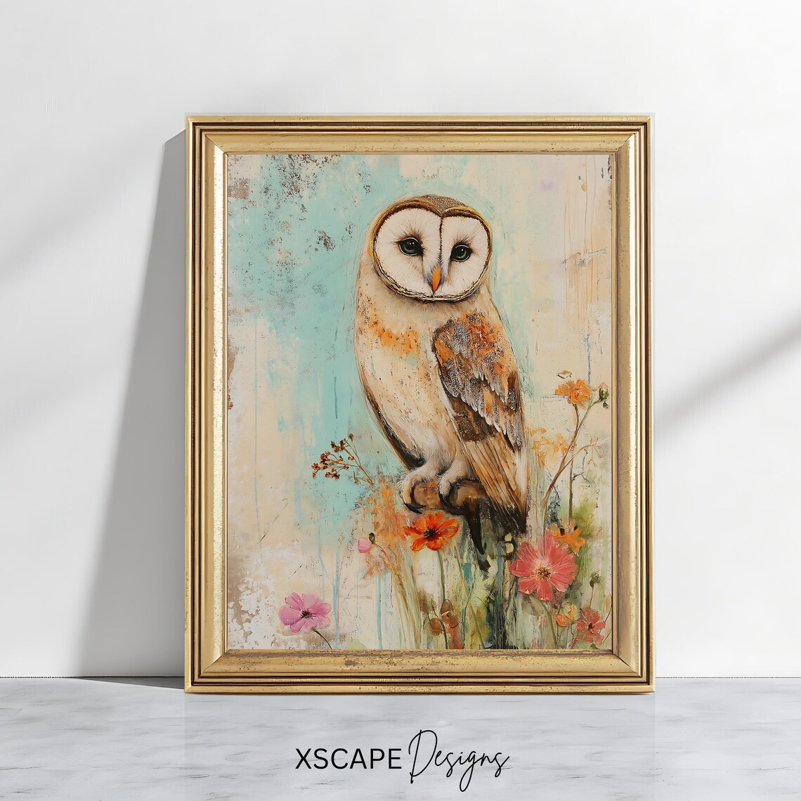 Vintage Barn Owl Art Print, Rustic Nature Decor