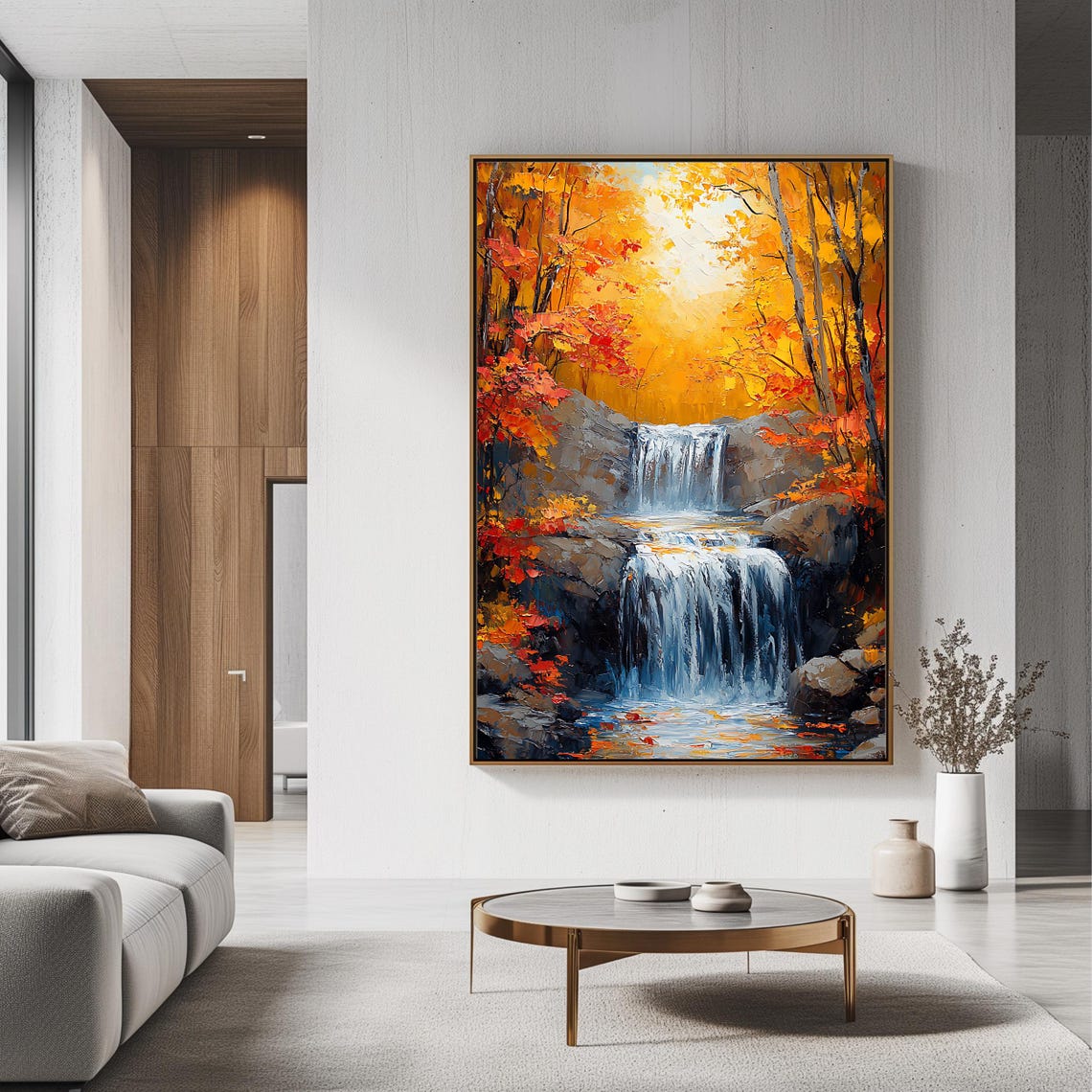 Autumn Waterfall Golden Forest Rocky Cascades Fall Foliage Poster - Image 3
