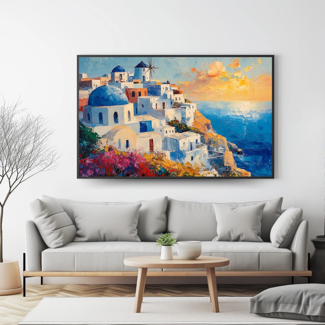 Santorini Oia Sunset Blue Domes Windmill Caldera Greece Travel Poster - Image 4