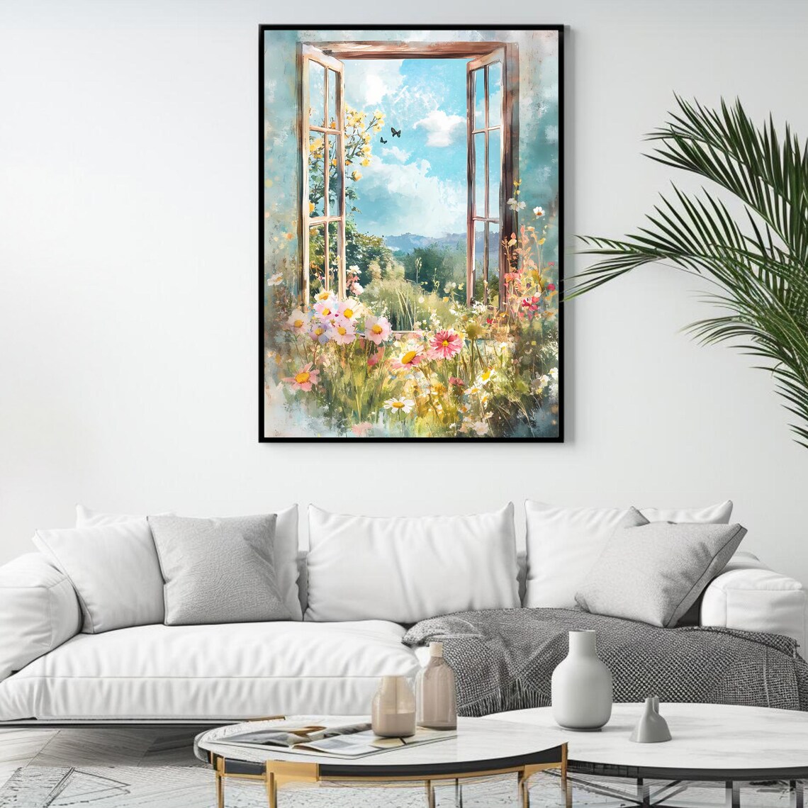 Open Window Floral View Art Print, Countryside Decor - Image 4