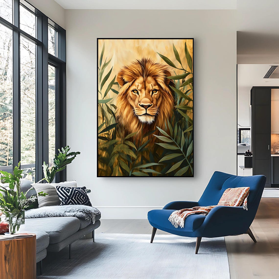 Majestic Lion In Jungle Safari Wildlife Wall Art Bold Jungle Decor Instant - Image 2