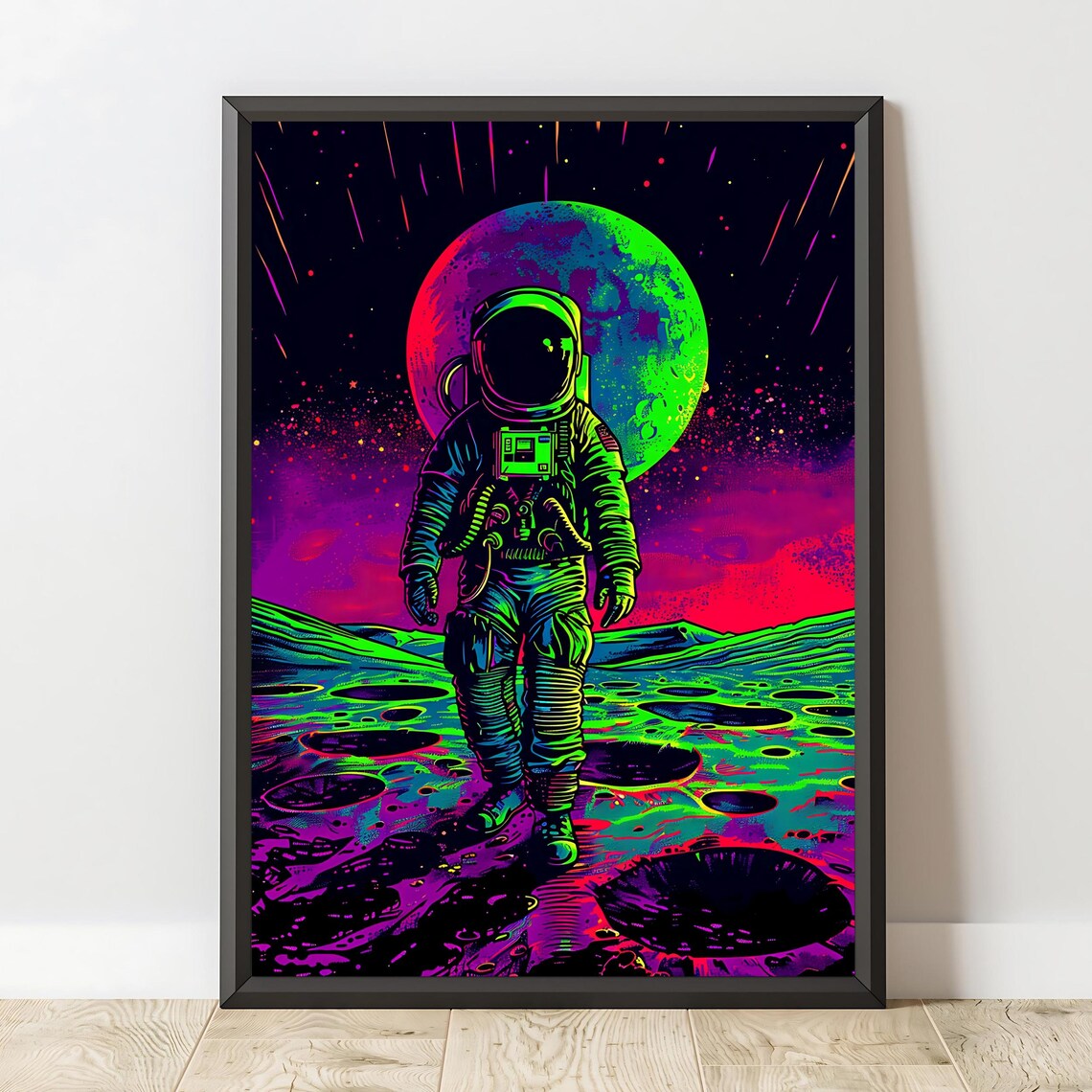 Neon Astronaut Psychedelic Retro Sci-Fi Art Print - Image 2