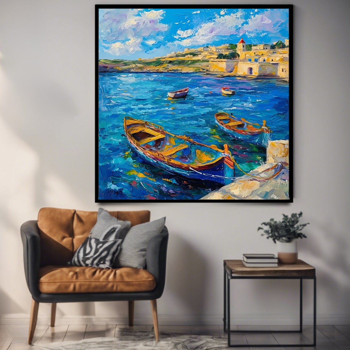 Mediterranean Harbor Coastal Art Print - Image 3