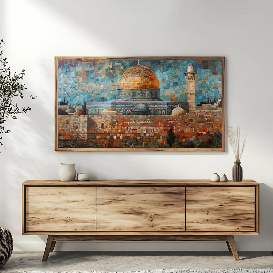 Masjid Al Aqsa Dome of the Rock Mosaic Jerusalem Golden View Poster - Image 3