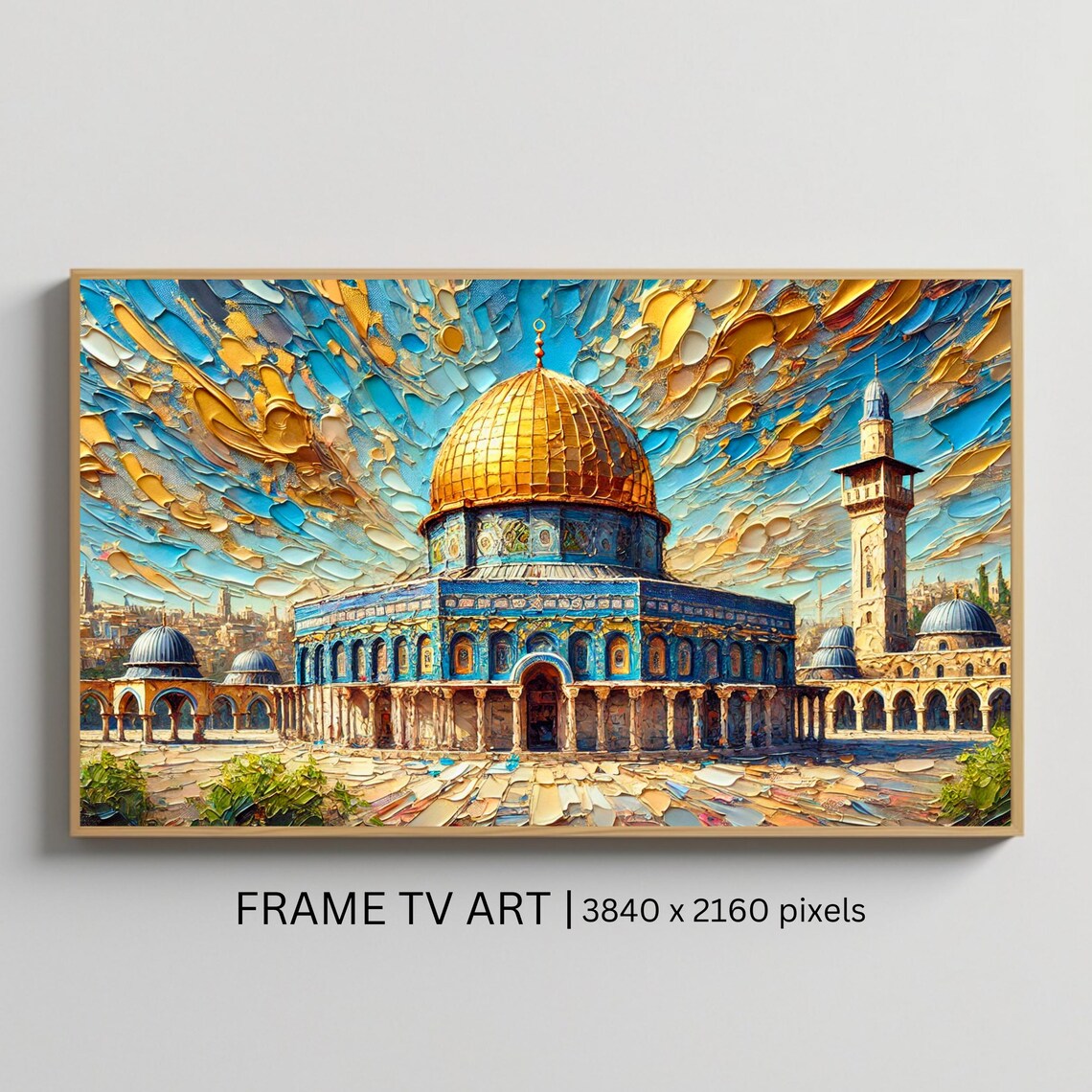 Dome Of The Rock Golden Dome Blue Tile Impasto Oil Painting Art Poster