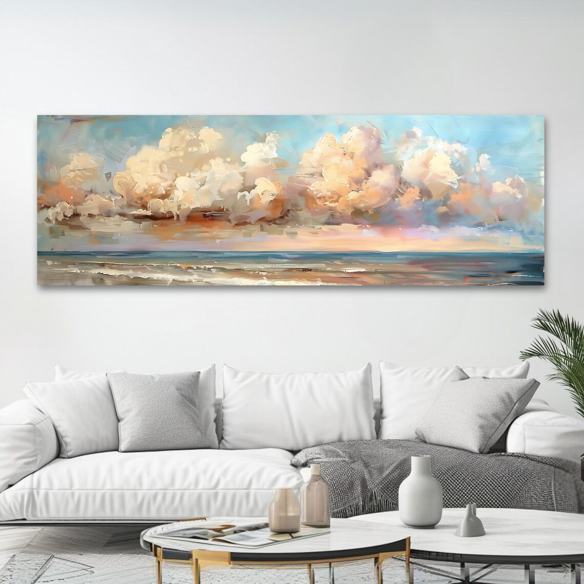 Golden Sunset Cloudscape, Panoramic Ocean Artwork - Image 4