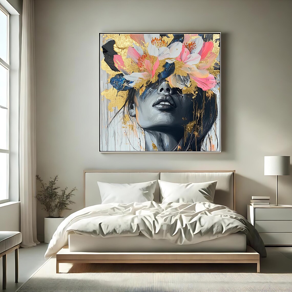 Abstract Floral Face, Boho Feminine Wall Art - Image 2