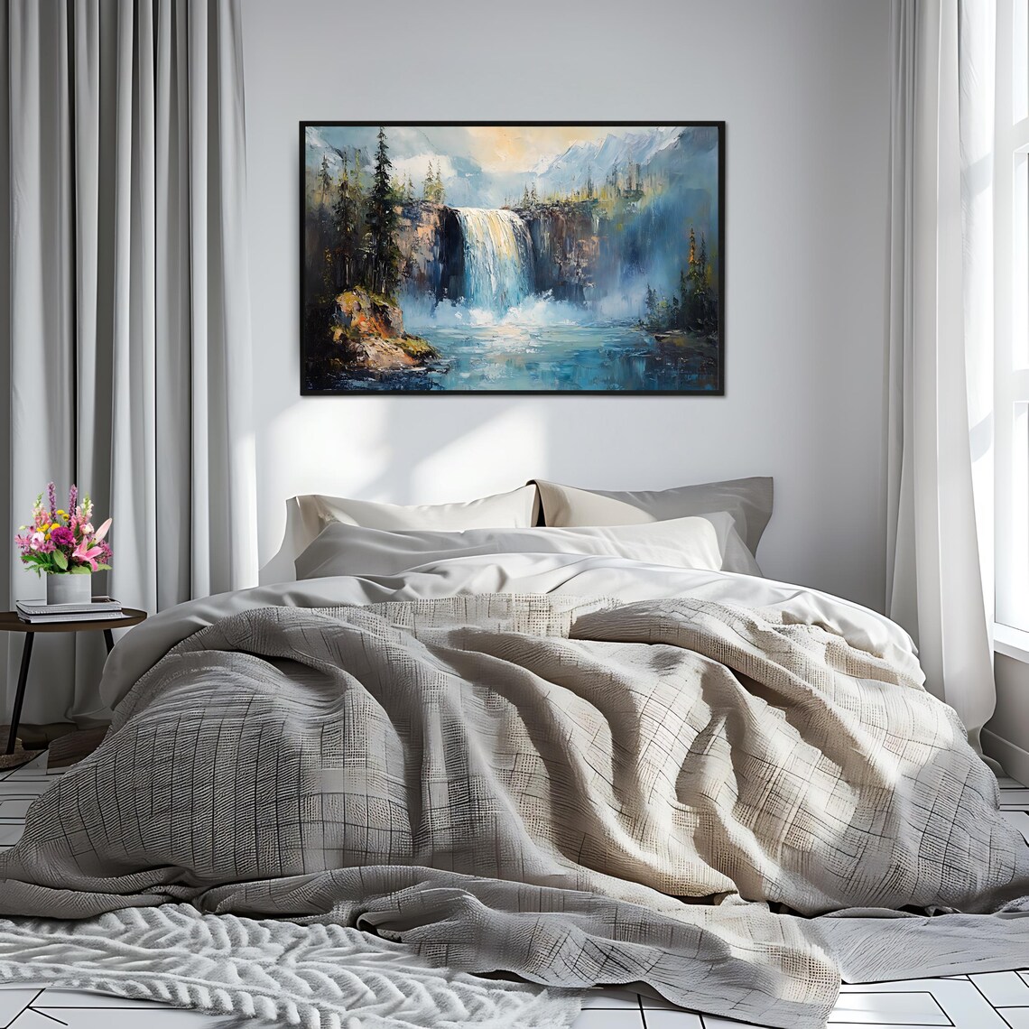 Waterfall Art Nature Wall Art Print Forest Landscape Artwork Scenic Mountain Decor Rustic Home Wall Art - Image 2