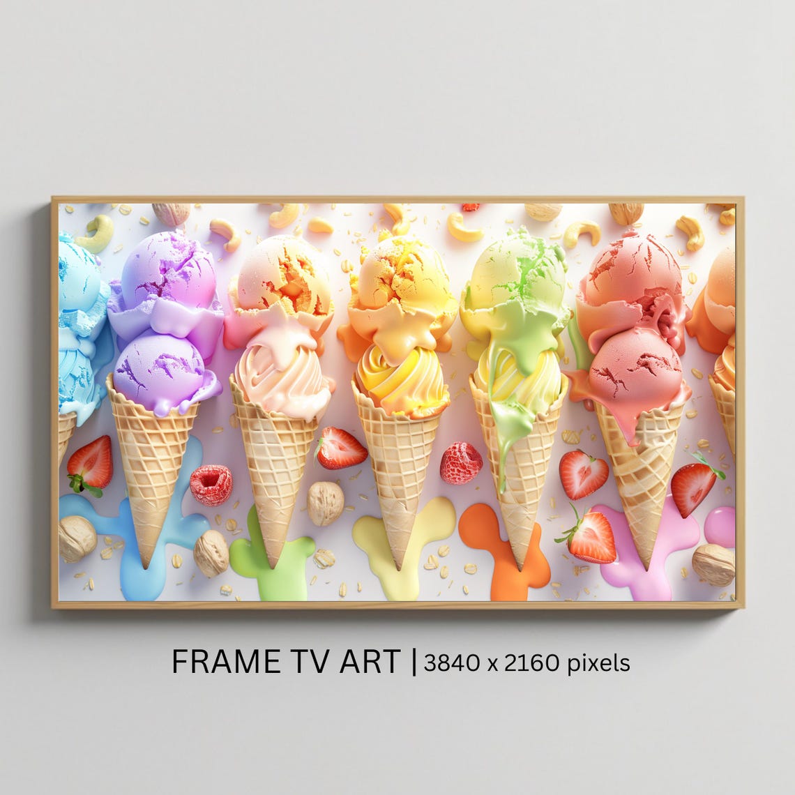 Summer Ice Cream Frame Tv Art Colorful Modern Wall Art For Frame Tv