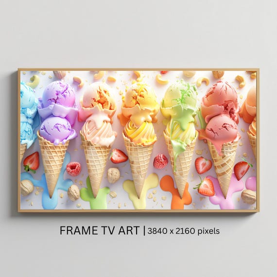 Summer Ice Cream Frame Tv Art Colorful Modern Wall Art For Frame Tv