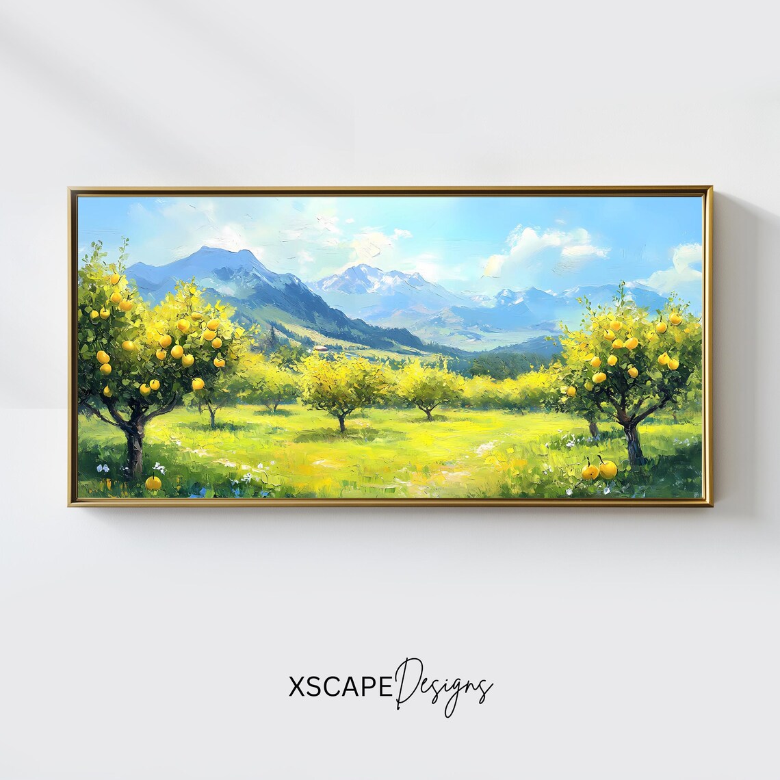 Lemon Orchard Art Print, Panoramic Landscape