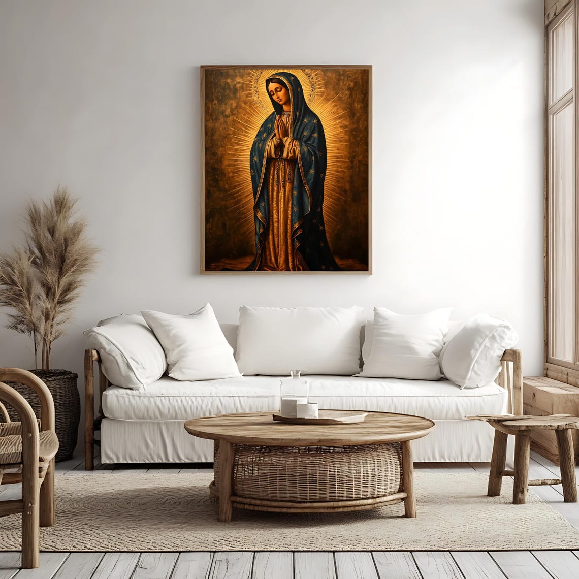 Our Lady of Guadalupe Full Length Radiant Halo Blue Mantle Wall Art - Image 4