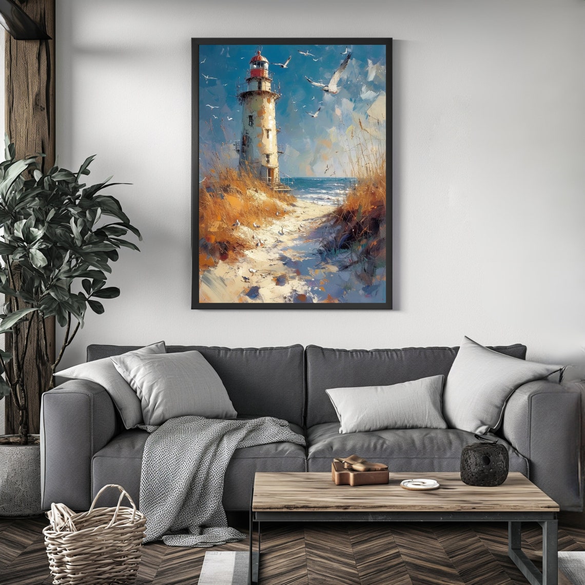 Coastal Lighthouse Wall Art Print Seascape Artwork For Nautical Home Decor - Image 4