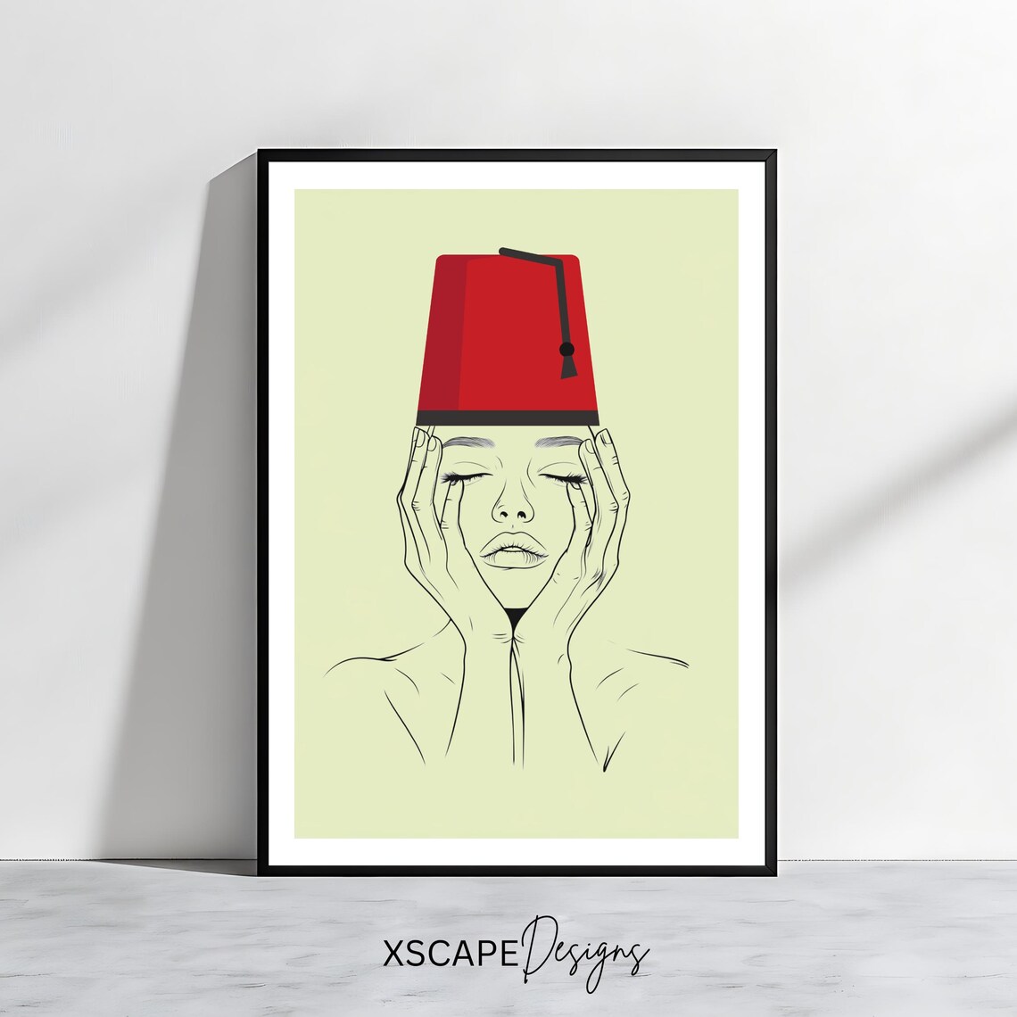 Tarboosh Arabic Art Print, Modern Middle Eastern Decor