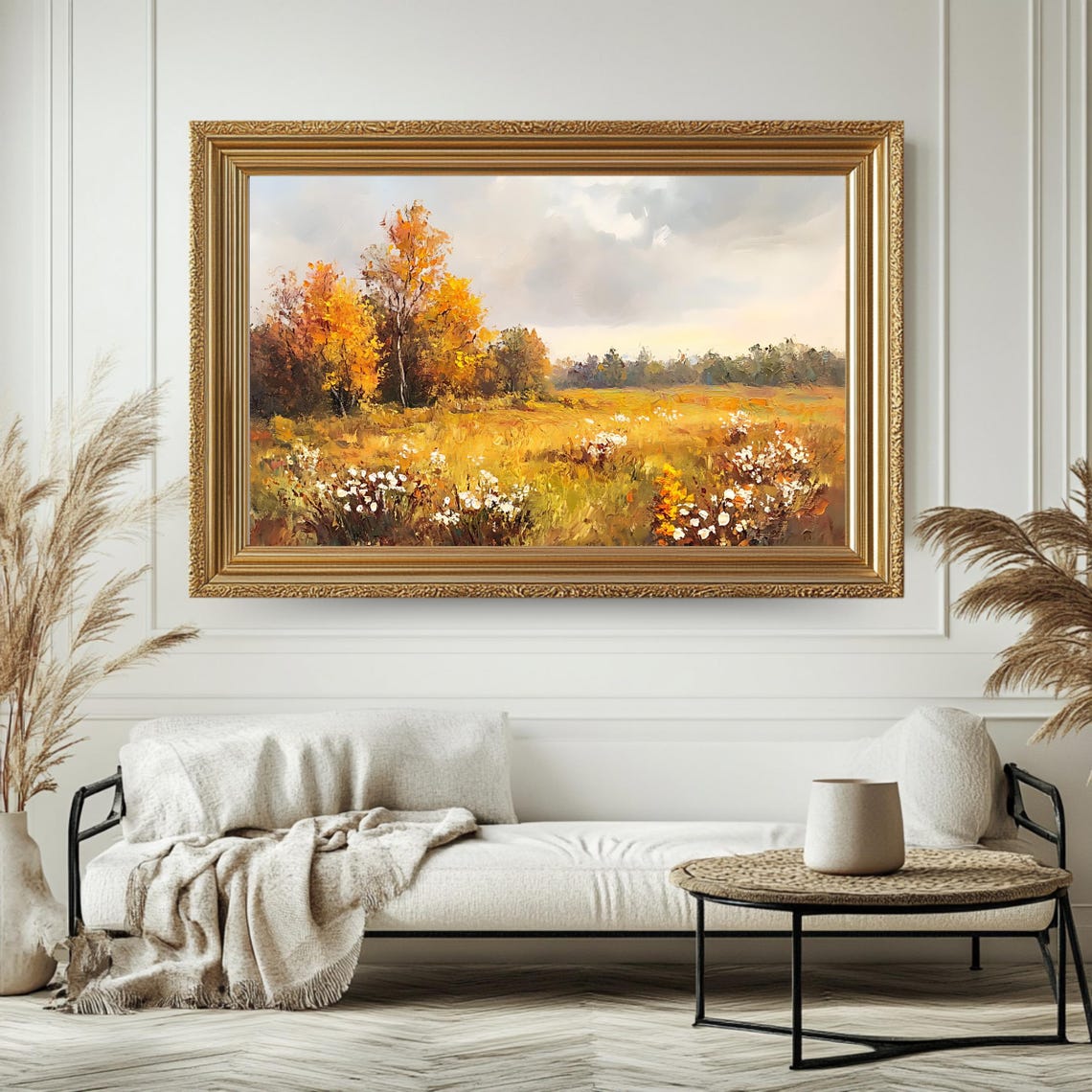 Golden Autumn Meadow Vintage Rustic Countryside Fall View Poster - Image 4
