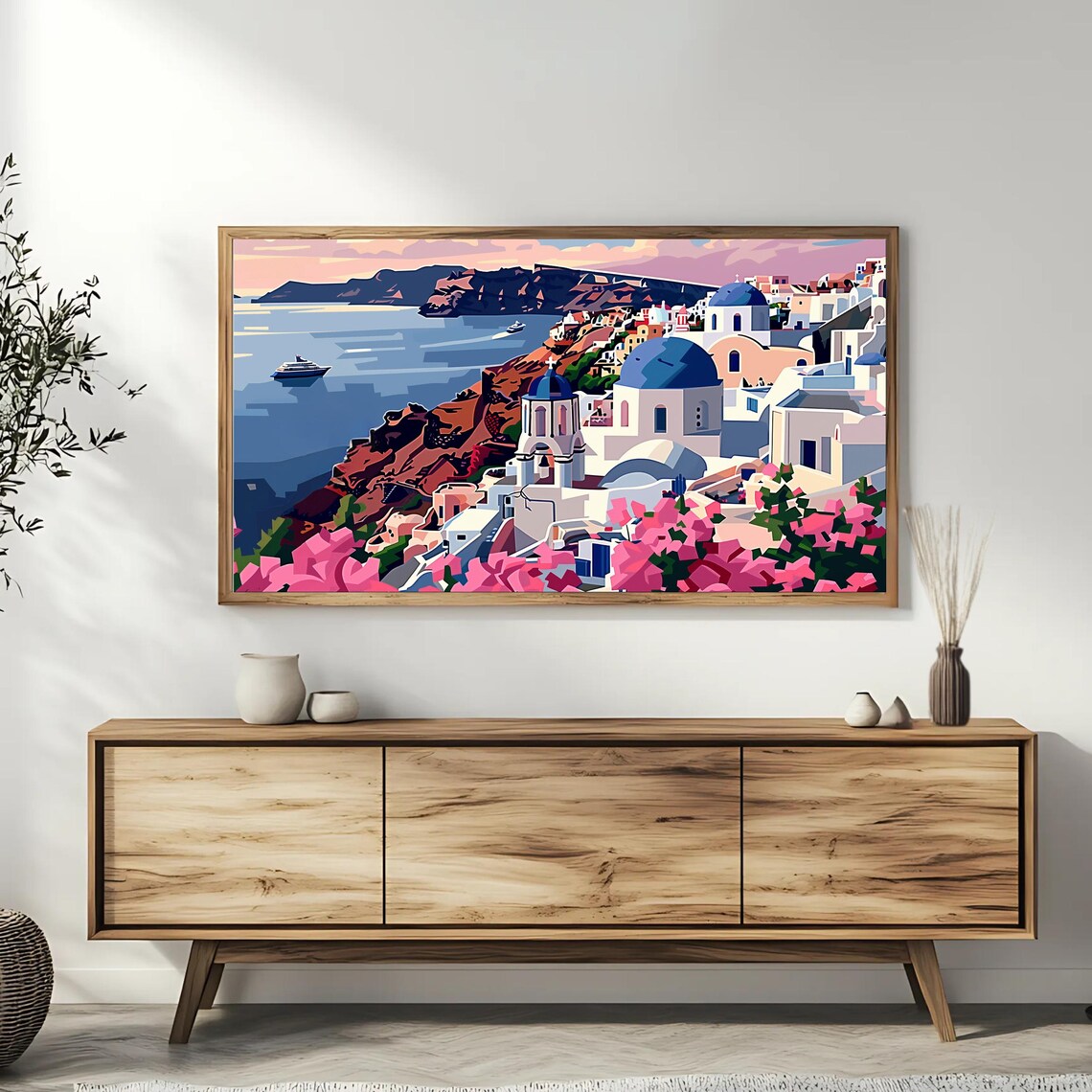 Santorini Greece Oia Blue Domes Caldera View Sunset Travel Poster - Image 3