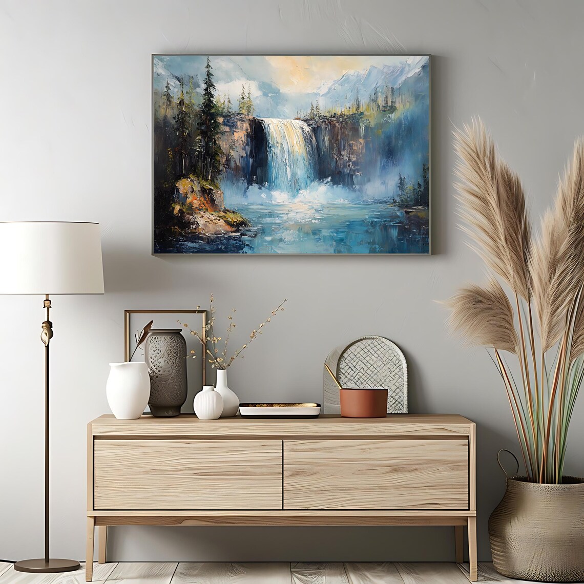 Waterfall Art Nature Wall Art Print Forest Landscape Artwork Scenic Mountain Decor Rustic Home Wall Art - Image 3
