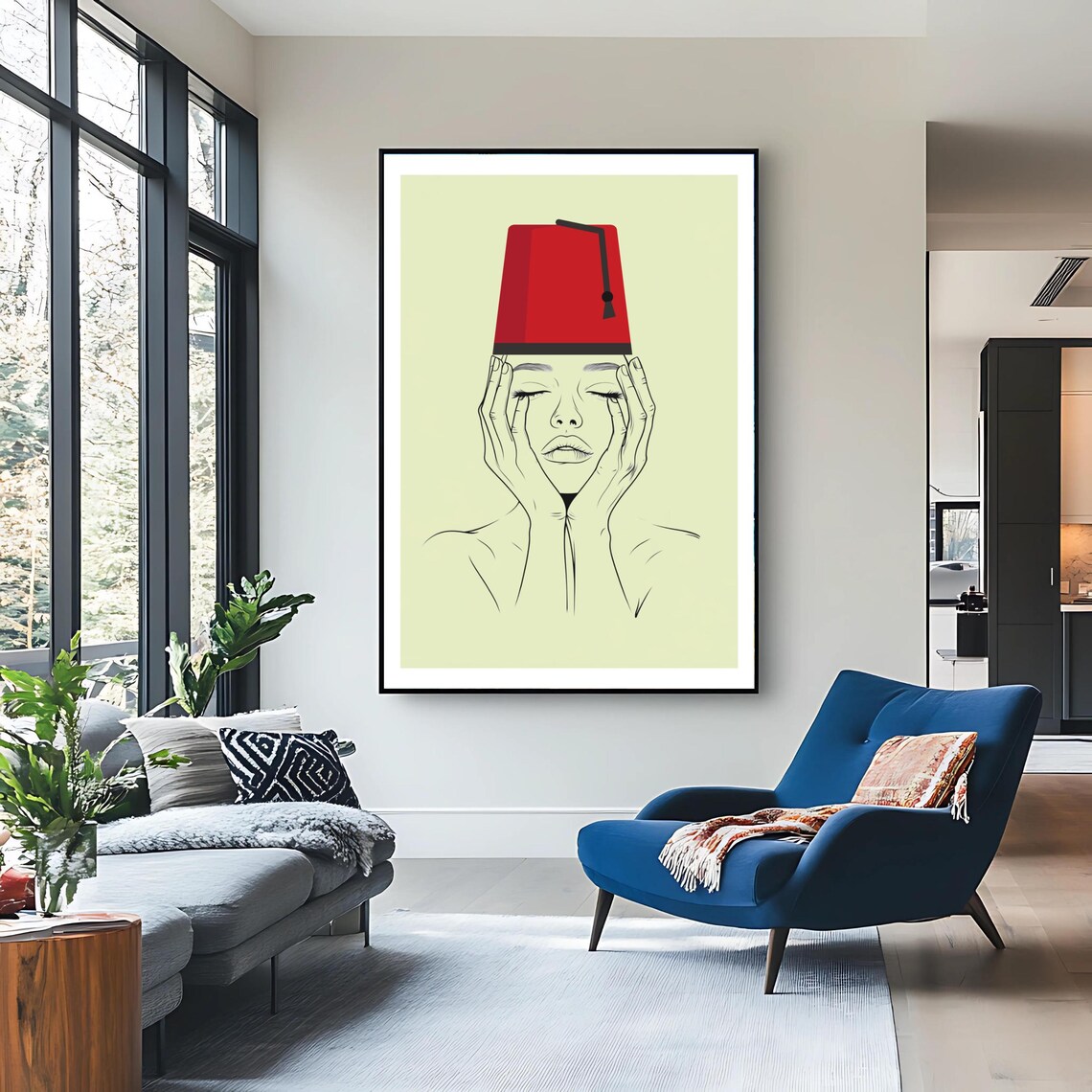 Tarboosh Arabic Art Print, Modern Middle Eastern Decor - Image 3