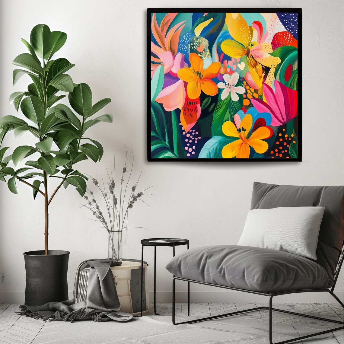 Colorful Floral Abstract, Modern Botanical Art Print - Image 3