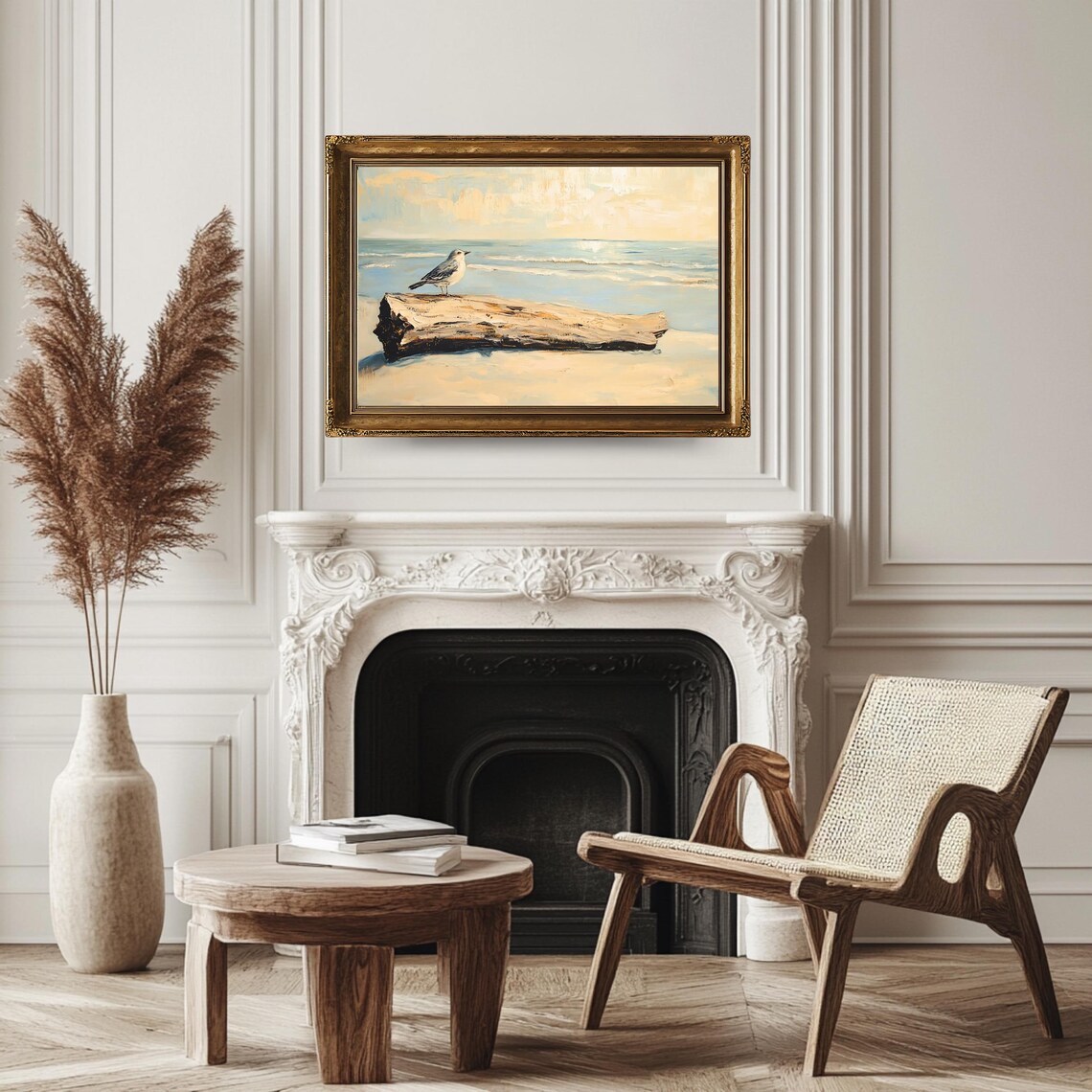 Vintage Coastal Art Print Seagull Beach Wall Art Tranquil Ocean Scene Seaside Nautical Home Decor - Image 3