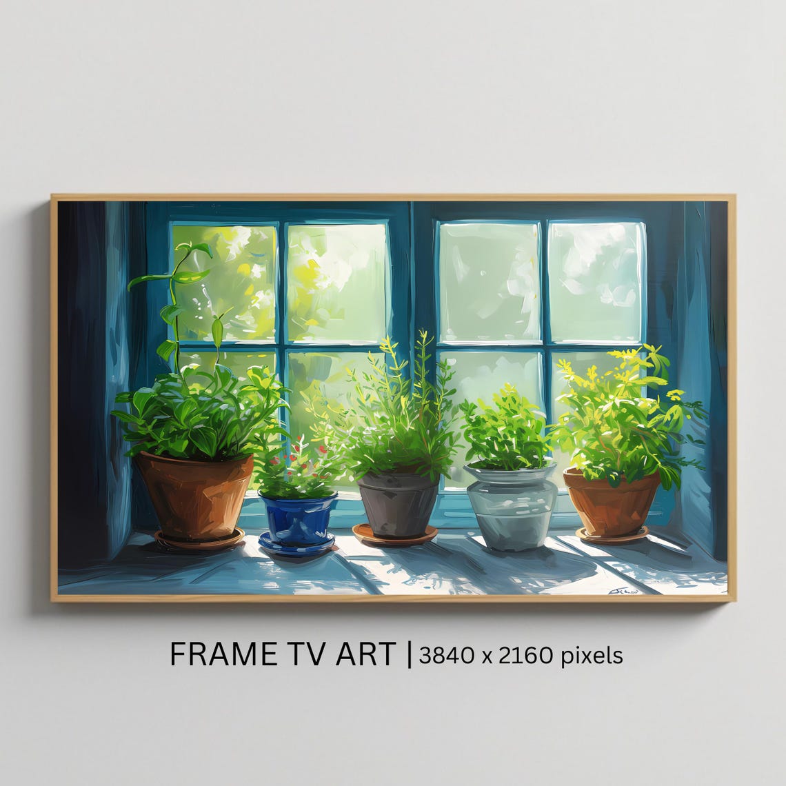 Sunny Windowsill Potted Plants Botanical Still Life Art Poster