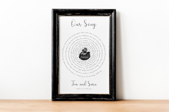 Personalized Our Song Lyrics Vinyl Record Style Custom Anniversary Poster