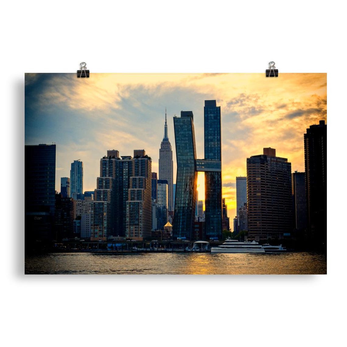 New York City Skyline Sunset Empire State Building Photo Poster