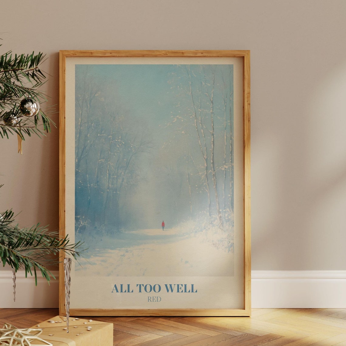 All Too Well Snowy Winter Forest With Lone Red Figure Music Poster