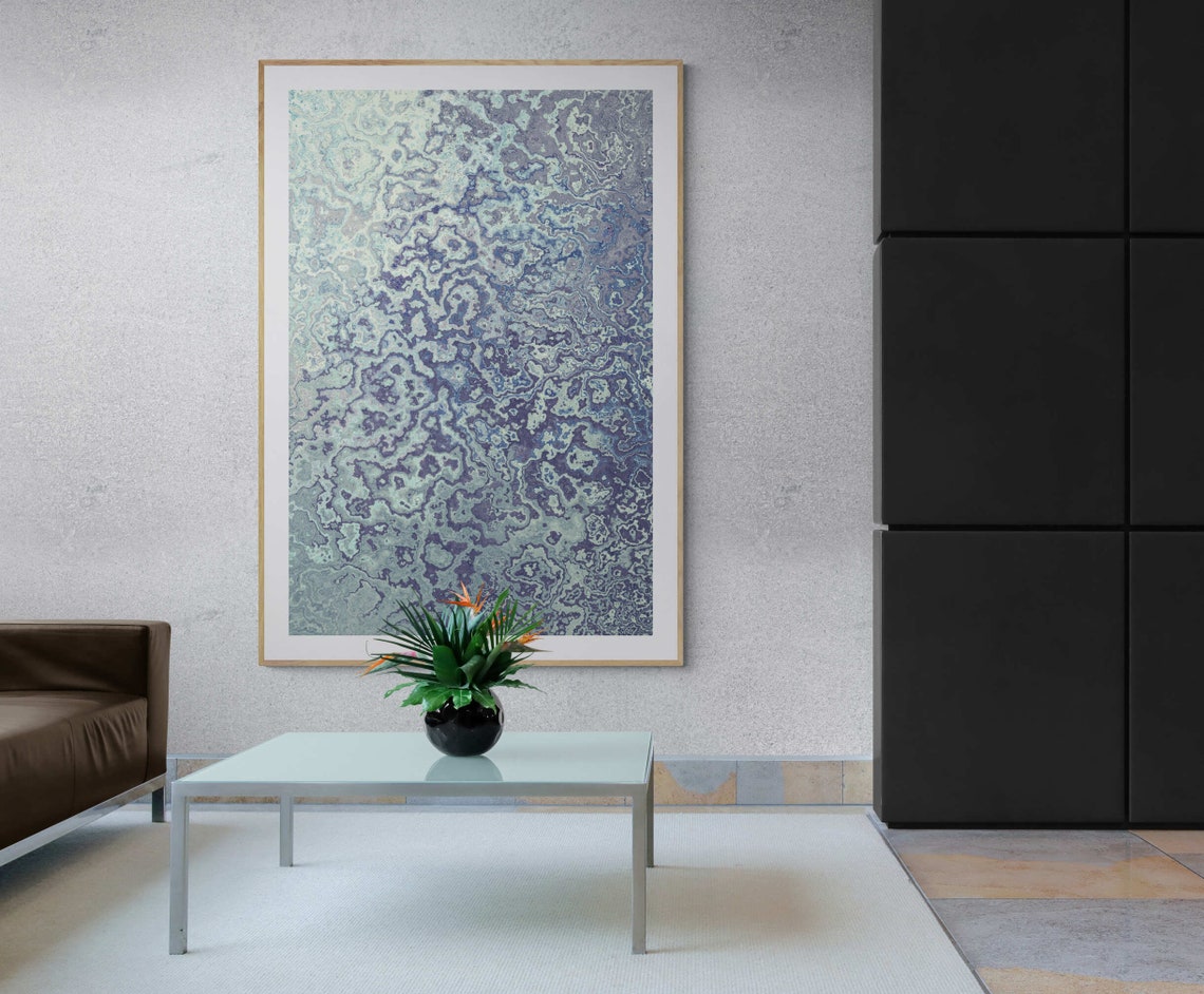 Modern Bold Blue Green Marble Abstract Boho Painting Art Poster - Image 3