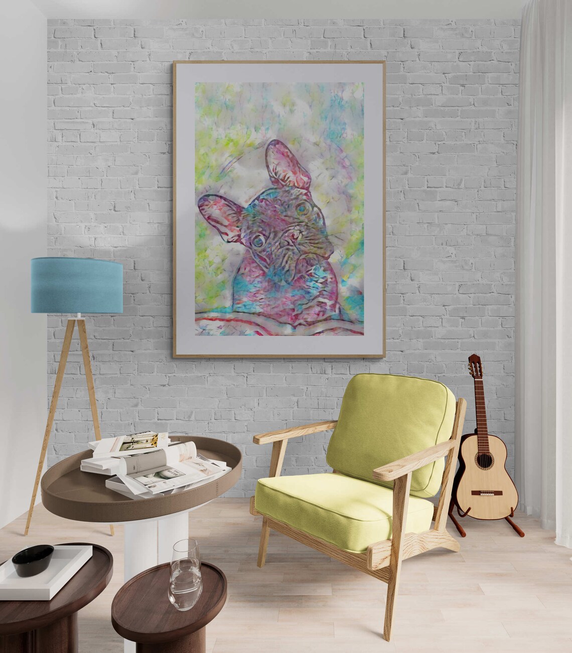 French Bulldog Close Up Colorful Pastel Dog Portrait Art Poster - Image 3