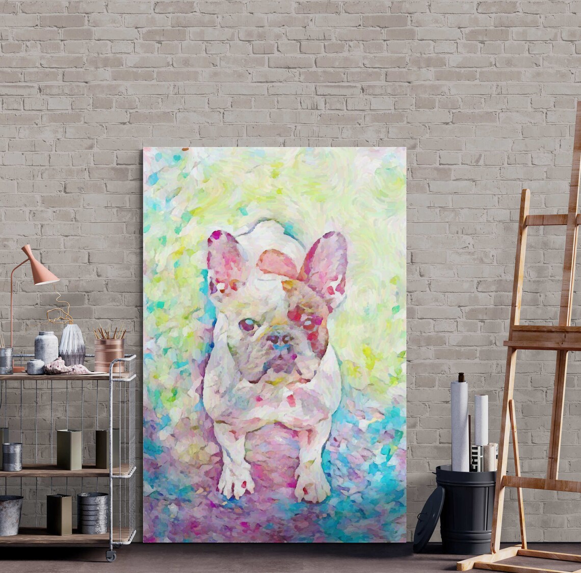 Colorful French Bulldog Watercolor Style Dog Portrait Poster - Image 7